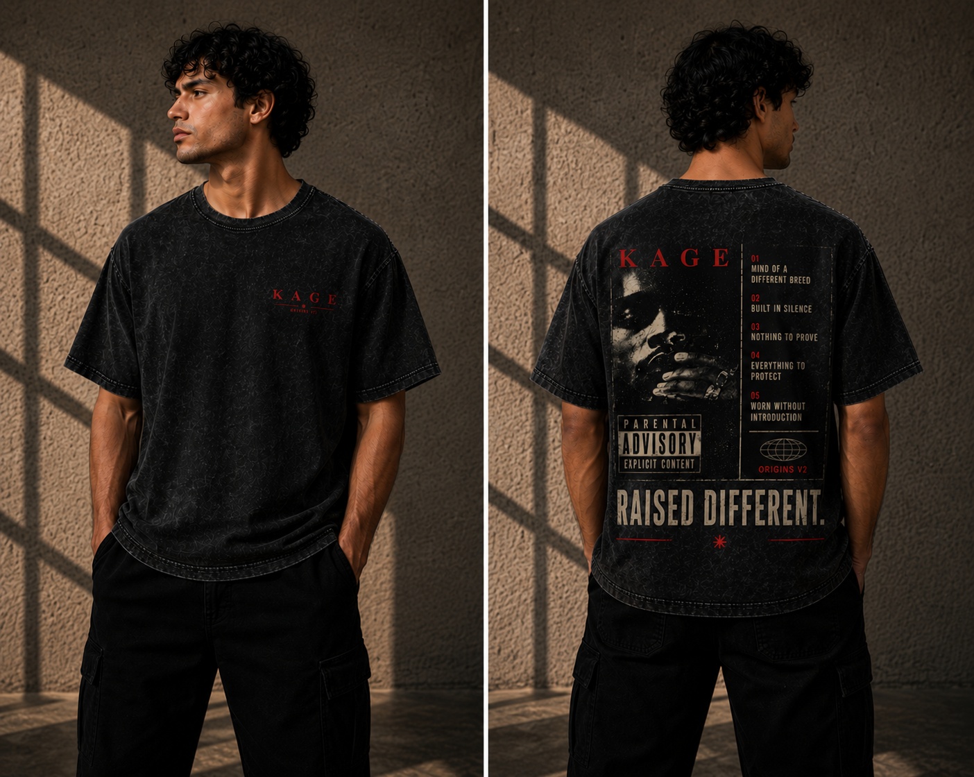 ORIGINS V2 - RAISED DIFFERENT - BLK WASHED